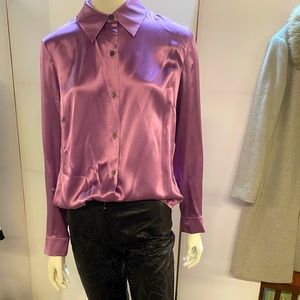 100% Silk Blouse - Purple Size 10 (NWT)